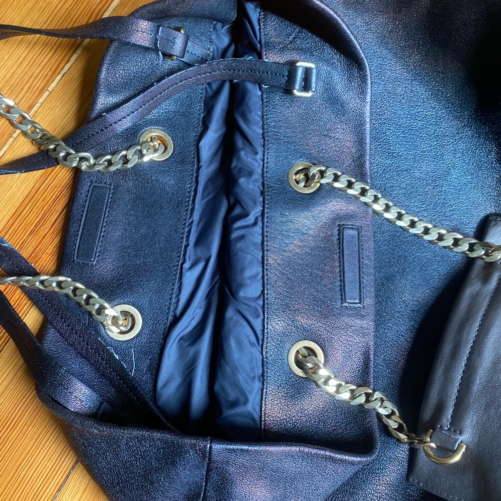 Y2K Lanvin Paris Carry Me black metallic brown Leather Chain-Accent Tote Bag - Picture 15 of 16